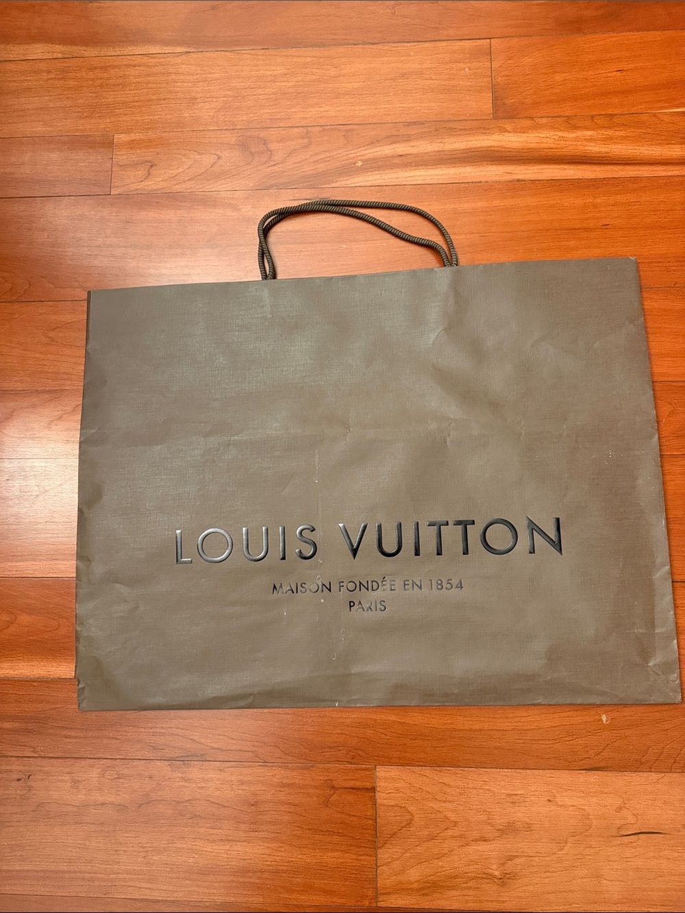 Louis Vuitton Olive Green Branded Shopping Bag with Black Logo